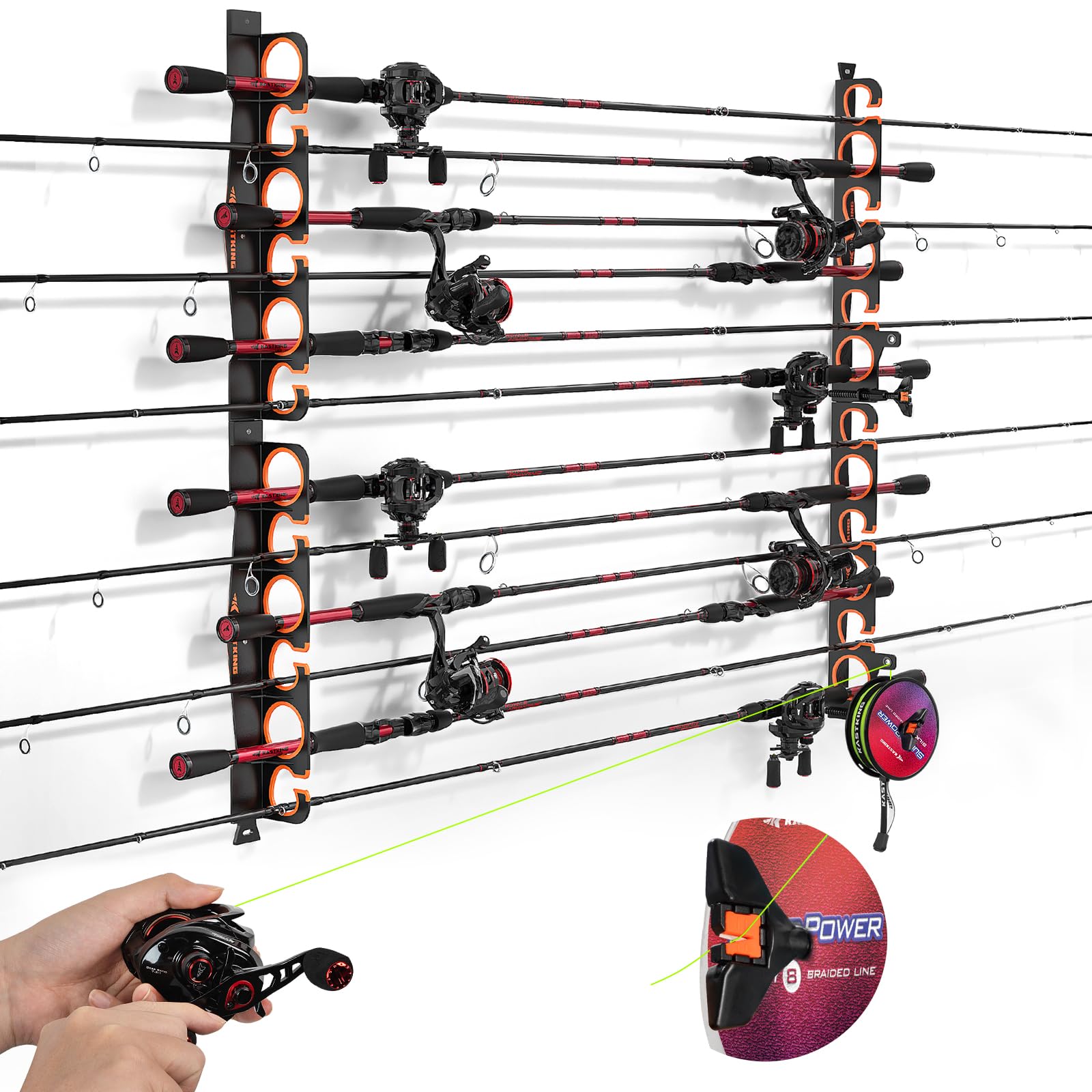 KastKing Horizontal Fishing Rod Holder, Upgraded w/Spooler, 2 Pack