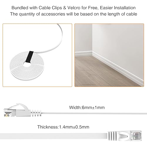 Miniatura 6 de Cable de conexión Ethernet Cat6 de 100 pies, color blanco, cable LAN, cable de red de Internet, cable Ethernet chapado en oro, conector RJ45 de 250
