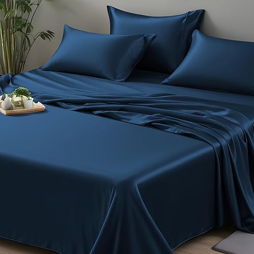 Linenwalas Sábana encimera tamaño Queen  Sábana de cama de rayón derivada de seda de bambú, sábana refrescante transpirable premium, sábana superior