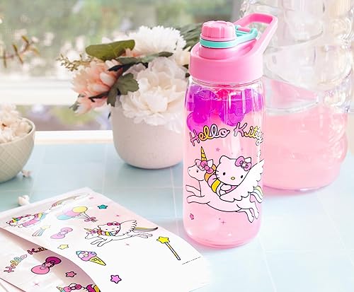 Miniatura 9 de Sanrio Hello Kitty Unicorn Twist Spout - Juego de jarra de agua de plástico y calcomanías para personalizar  Capacidad para 20 onzas