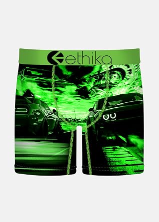 Ethika Mens Mid Boxer Brief, Extended Length, 4-Way Stretch with Signature Waistband - Breaking Out