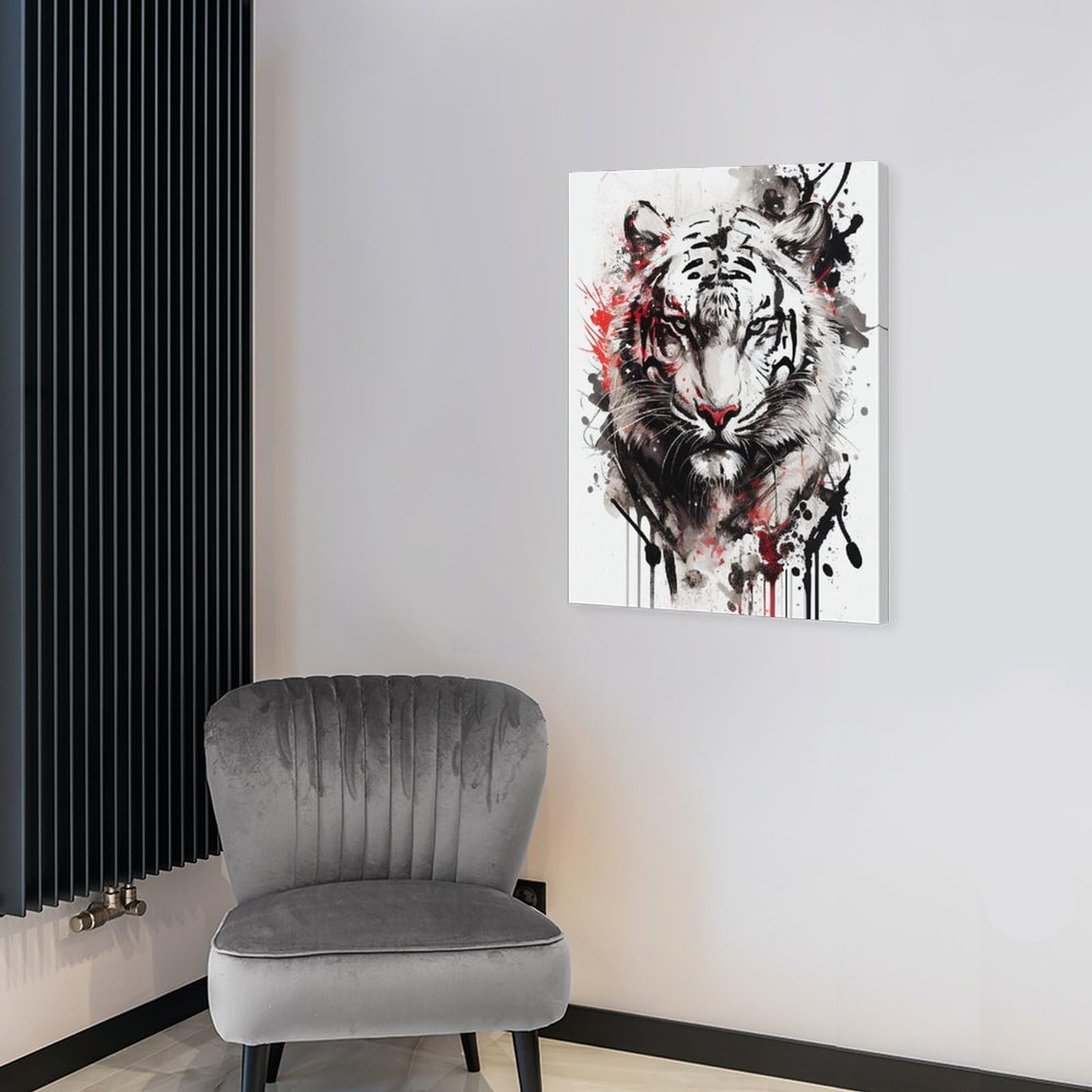 Amazon.co.jp: 絵画 ホワイトタイガーの肖像画インテリア 絵画