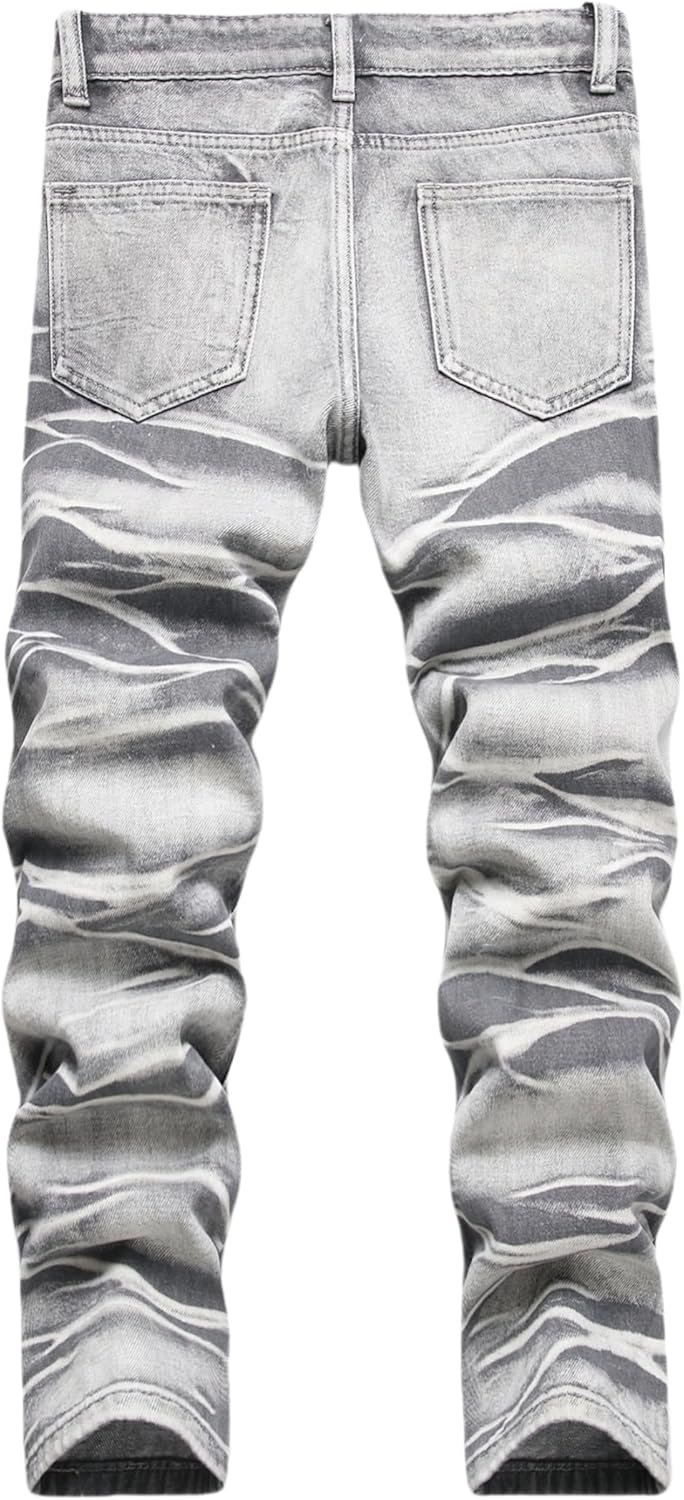Boy's Ripped Jeans Stacked Destroyed Distressed Skinny Fit Fashion Comfy Denim Jeans Pants - Image 3