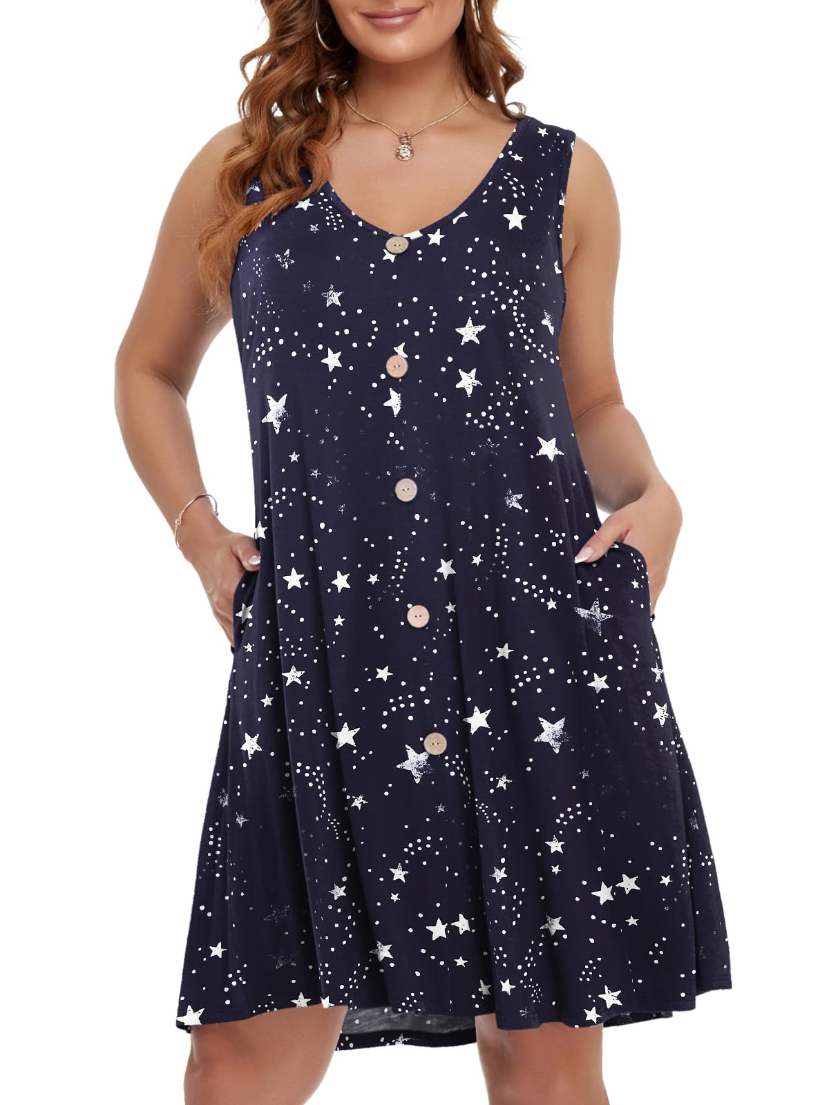 BELAROI Summer Dresses for Women Beach Tshirt Sundress V Neck Casual Swing Tank Dress Swimsuit Cover Ups Pockets