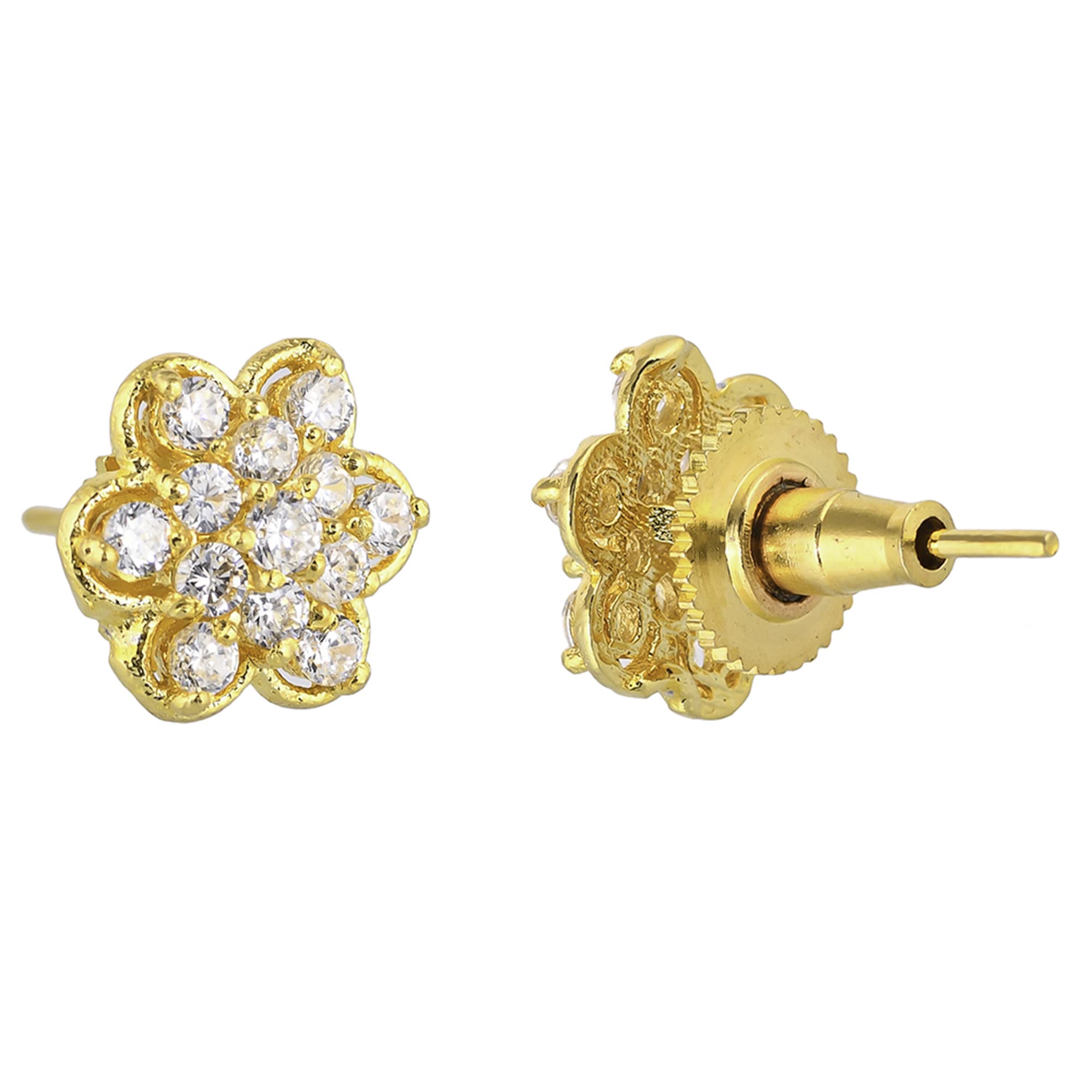 Round Cut CZ Gems Stud Earrings