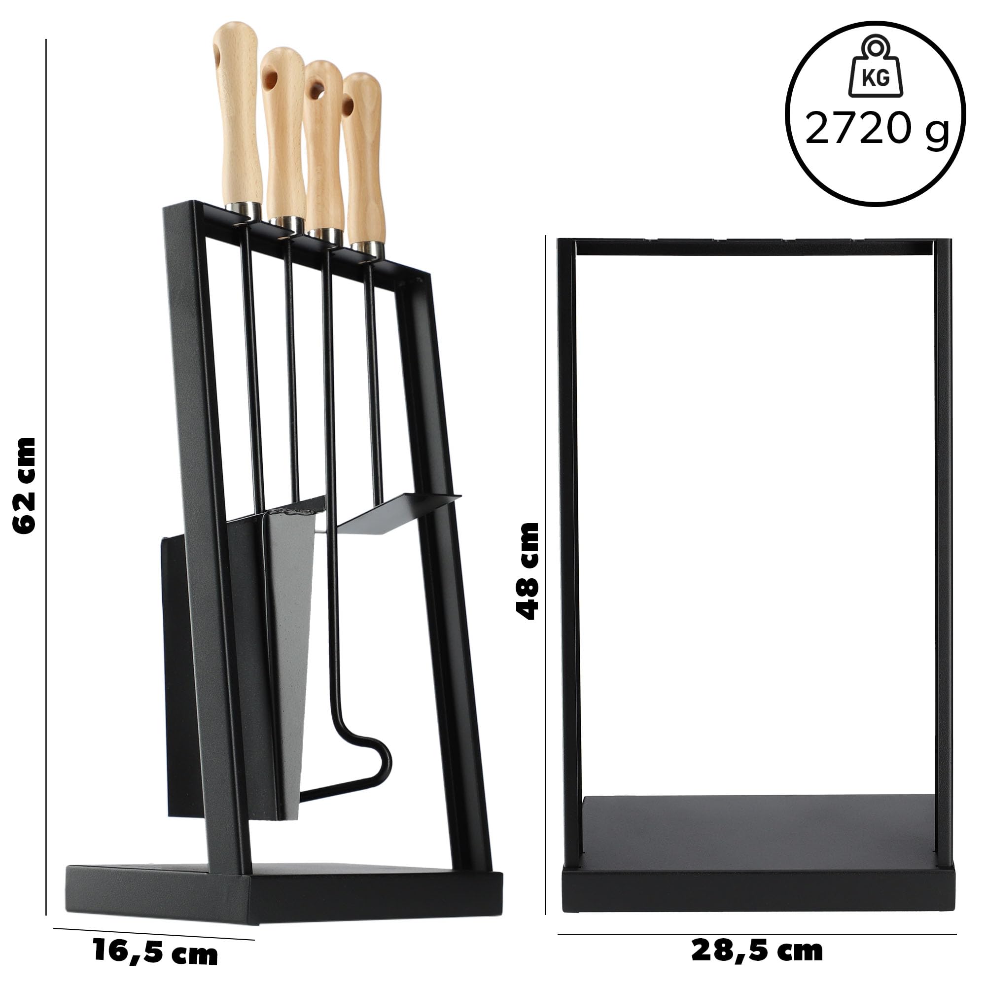 KADAX Moderno juego de utensilios para chimenea, juego de 5 piezas para chimenea, juego de accesorios para chimenea con atizador, pala para cenizas, escoba de chimenea, rascador de cenizas y soporte