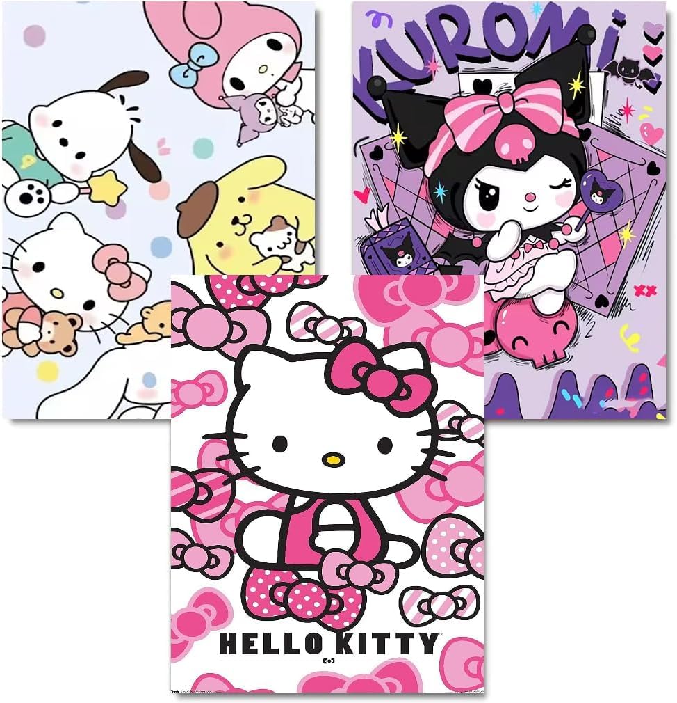 WUDWL Diamond Painting Kits for Adults - 3 Pack Cartoon 5D Diamond Art Kits Full Drill Diamond Dots Paintings with Diamonds Gem Art and Crafts Home Decor 12x16inch