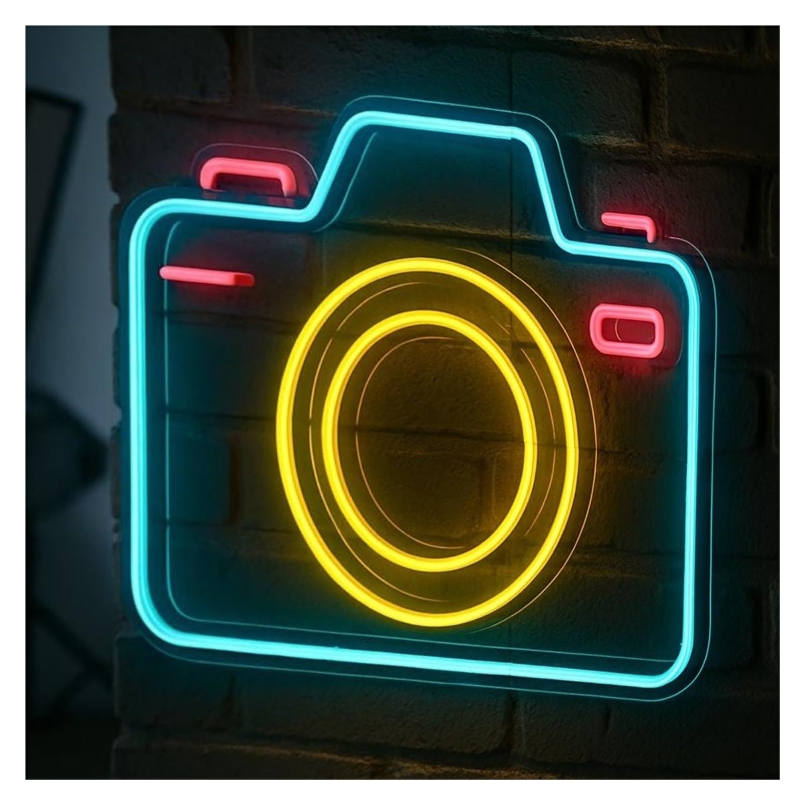 RONGCH Hanging Art Signs Photography Neon Sign Camera LED Light Dimmable for Photo Studio Bedroom Room Wall Decor 38cm