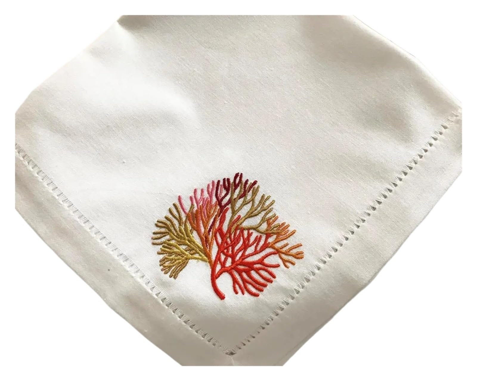 Napkins Multicolor Corals Embroidered Napkin, Placemat Cotton+Linen, Table Decoration(Color 01)