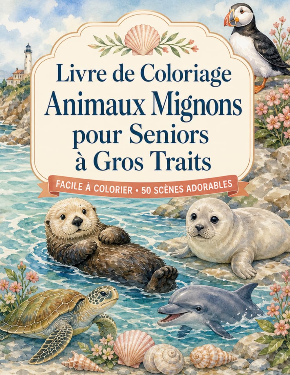 Livre de Coloriage Animaux Mignons pour Seniors à Gros Traits: Activité créative apaisante avec 50 compagnons attendrissants