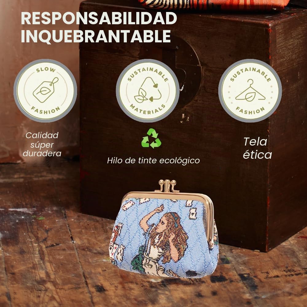 Signare Tapiz Lindo y Exquisito Monedero de Doble Bolsillo para Mujer con diseño Floral (Alicia en el país de Las Maravillas Nada más Que Tarjetas)