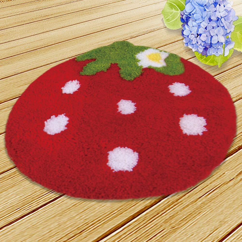 CCSUNCarpet Embroidery, Handmade Latch Hook Kit Diy Rug Animal-strawberry 38×38cm(15x15inch)