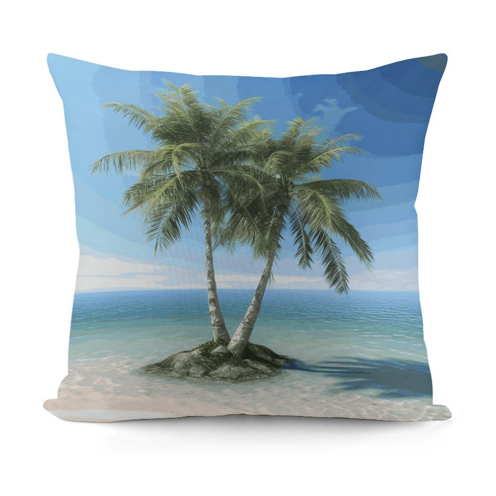Adfgyerh Style Sea Palm Trees Decorative Pillow Covers, Throw Pillow Covers Soft For All Seasons, Pillowcases For Couch Living Room Sofa Bedroom 18X18 Inch