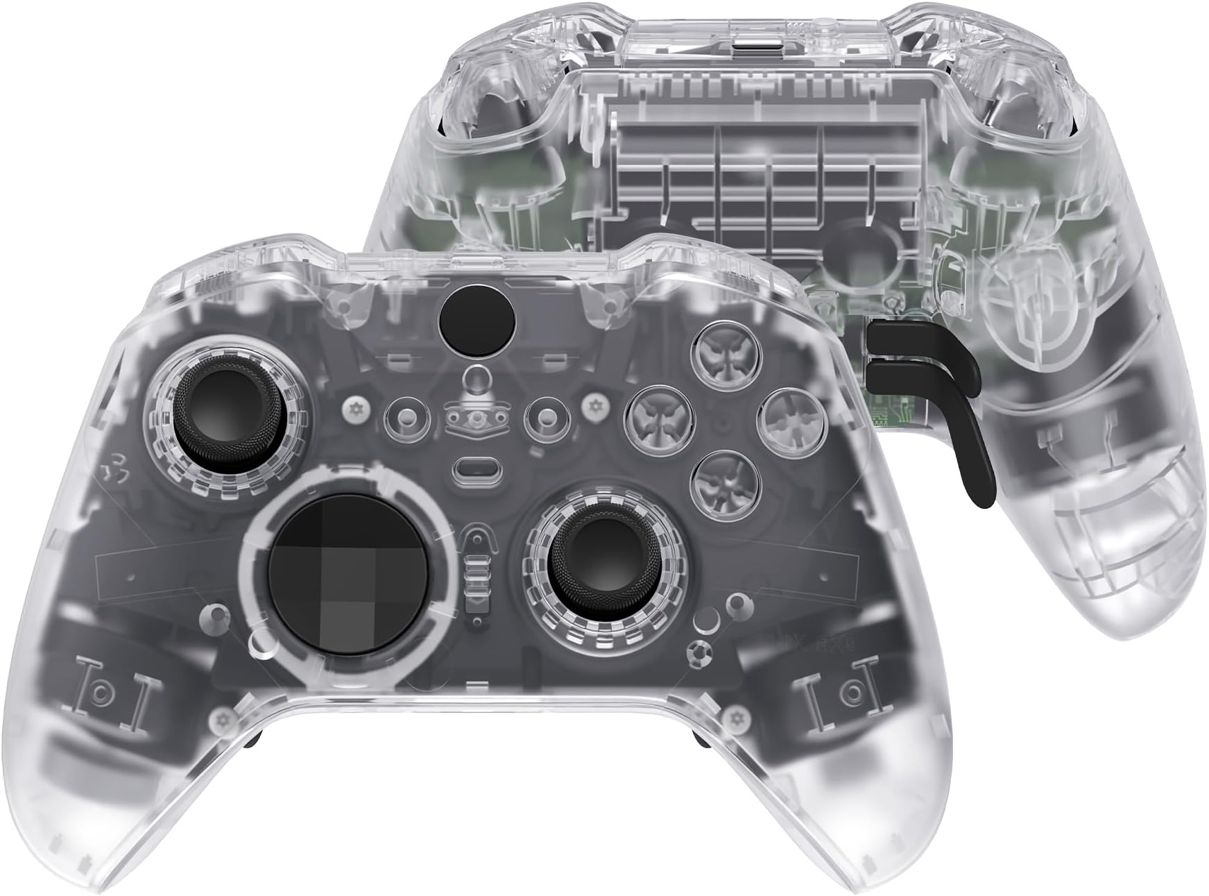 eXtremeRate Full Set Shell Buttons for Xbox One Elite Series 2 Controller, Clear Replacement Faceplate Back Plate Bottom Shell Case with Buttons for Xbox Elite Series 2 Core Controller - Model 1797