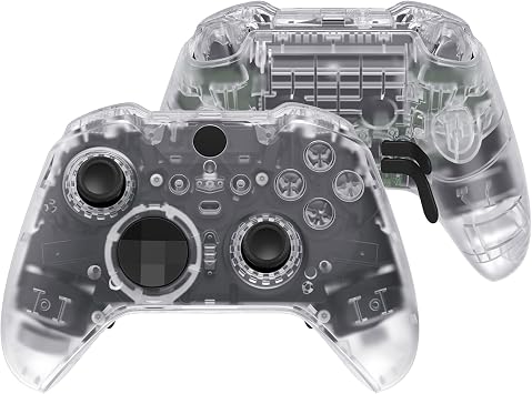 eXtremeRate Full Set Shell Buttons for Xbox One Elite Series 2 Controller, Clear Replacement Faceplate Back Plate Bottom Shell Case with Buttons for Xbox Elite Series 2 Core Controller - Model 1797