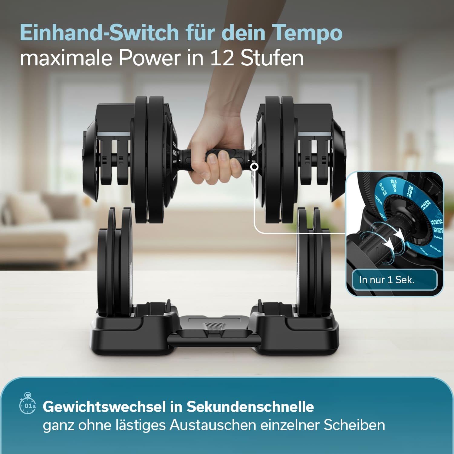 Skandika Hanteln Paino | Hantel verstellbar, Hantel Set, 1,5 bis 24 kg Gewichte, Kurzhanteln, Langhantel, Kettlebell, Hantelset, Dumbbells, Hantelscheiben | Verstellbare Hanteln für Zuhause, Gym