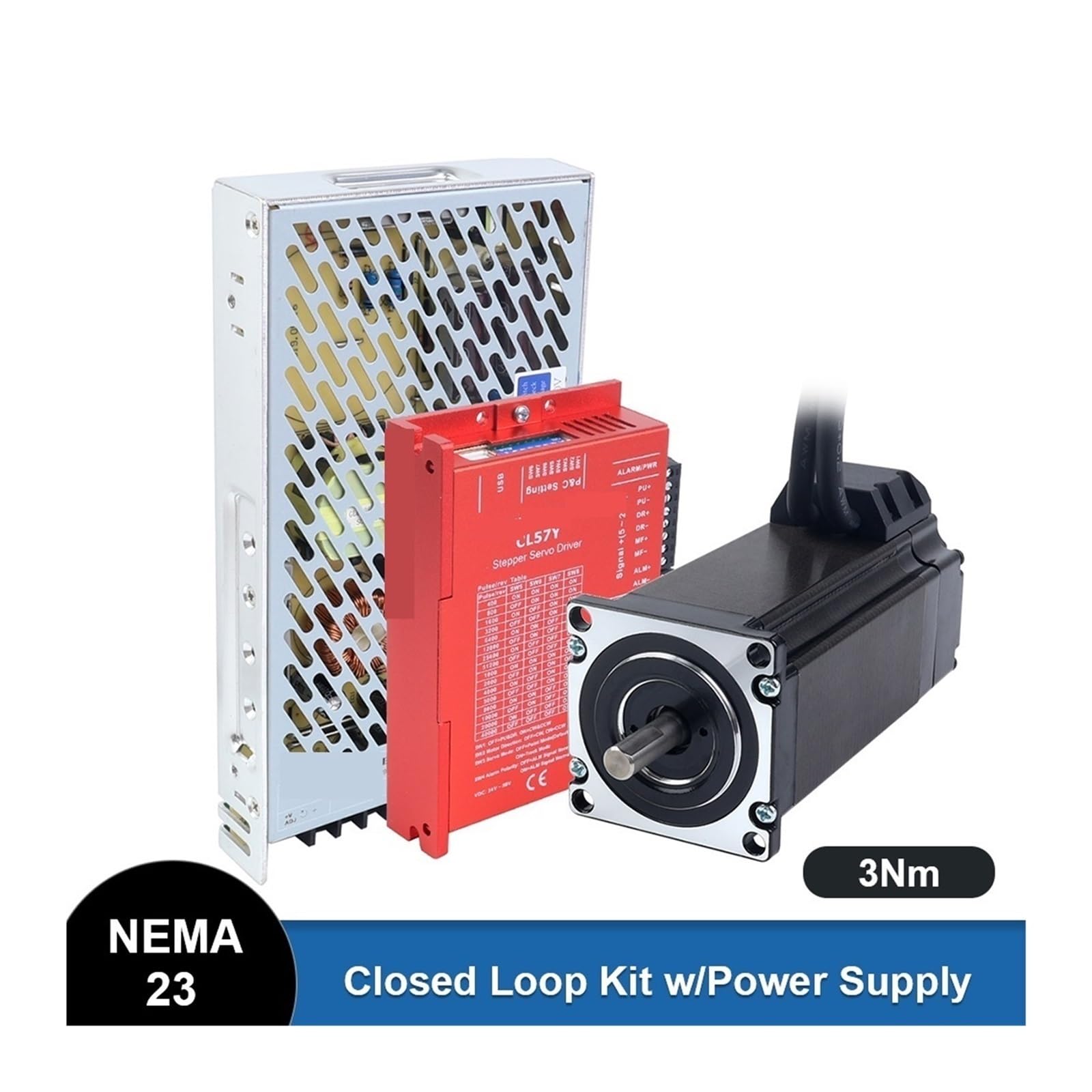 3Nm Nema 23 Closed Loop Servo Stepper Motor with Encoder CL57Y Driver & Power Supply CNC Kit