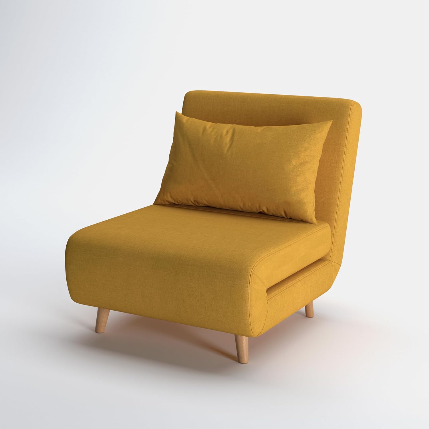 Convertible Sleeper Chair, 3 in 1 Folding Single Chair Sleep Turns into Bed, Sofa Bed for Adults, Foldable Twin Chaise Lounge for Living Room, Bedroom (Mustard, 31.9“W)