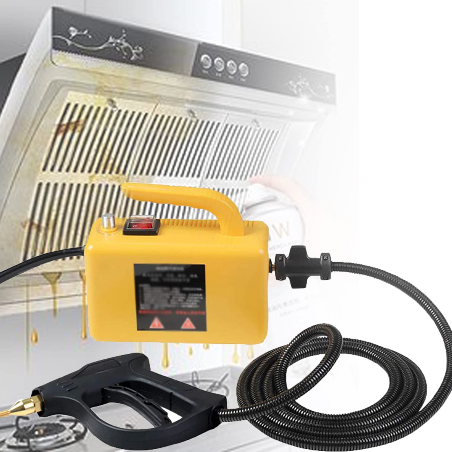 Pulitore a Vapore Portatile ad Alta Temperatura per mobili per Uso Domestico, Pulitore a Vapore Portatile Multifunzione per Sedile per Auto WC da Cucina,Yellow-220v