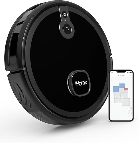 iHome AutoVac Nova S1 Robot aspiradora con navegación LIDAR, 150 minutos de funcionamiento, aplicación + control remoto (renovado)