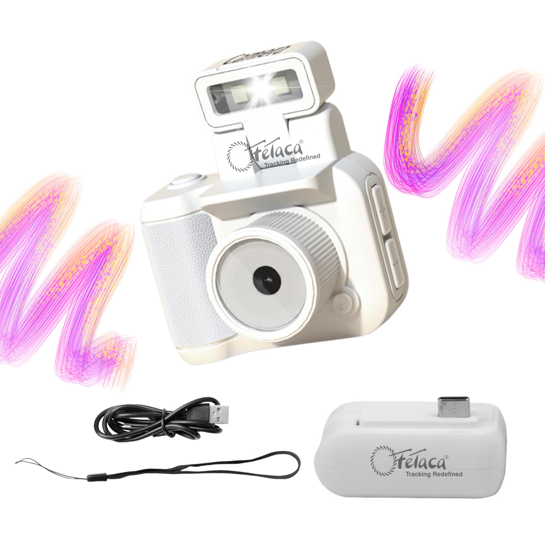 FETACA Mini Camera Keychain HD 1080p White White2 - Image 1