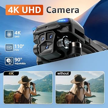 GPS Drone with Camera for Adults - 4K Drone with 4.5 FPV Screen Controller, 60 Min Flight, Brushless Motor Foldable Quadcopter, Auto Return, Follow Me, 3 Speed Modes for Beginners - Gift Under 249g