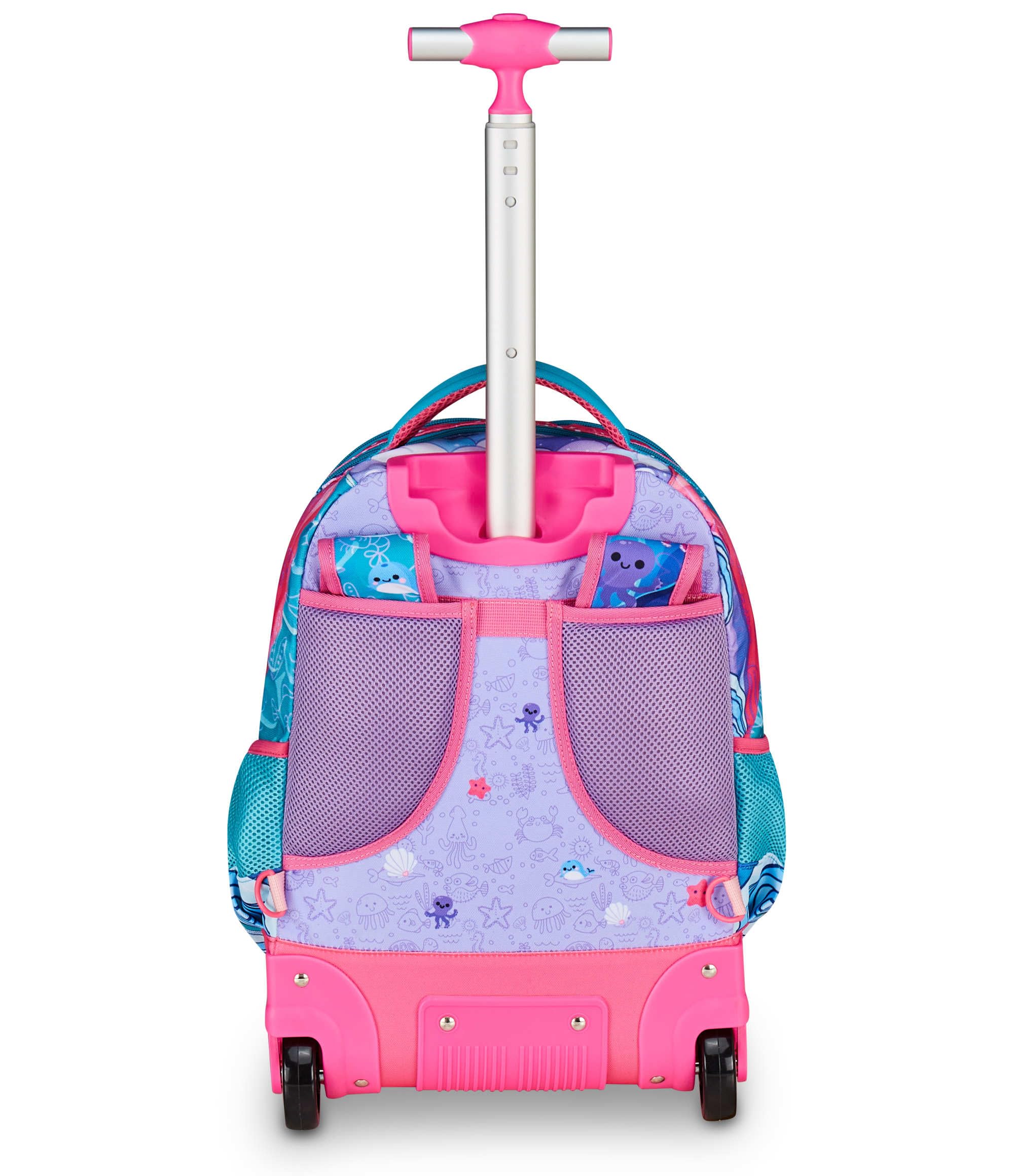 Mitama Trolley Scuola Run Maxi OCEANVIBES, Turchese, Doppio Scomparto, Tasca Frontale, 2 Tasche Laterali, Scuola Elementare e Tempo Libero, Bambina
