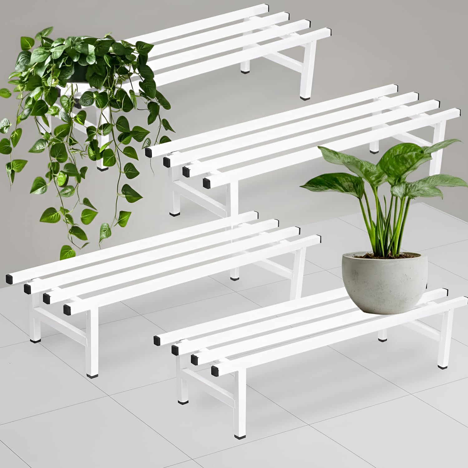 Pivalo Plant Stands - Black Metal Shelves -10