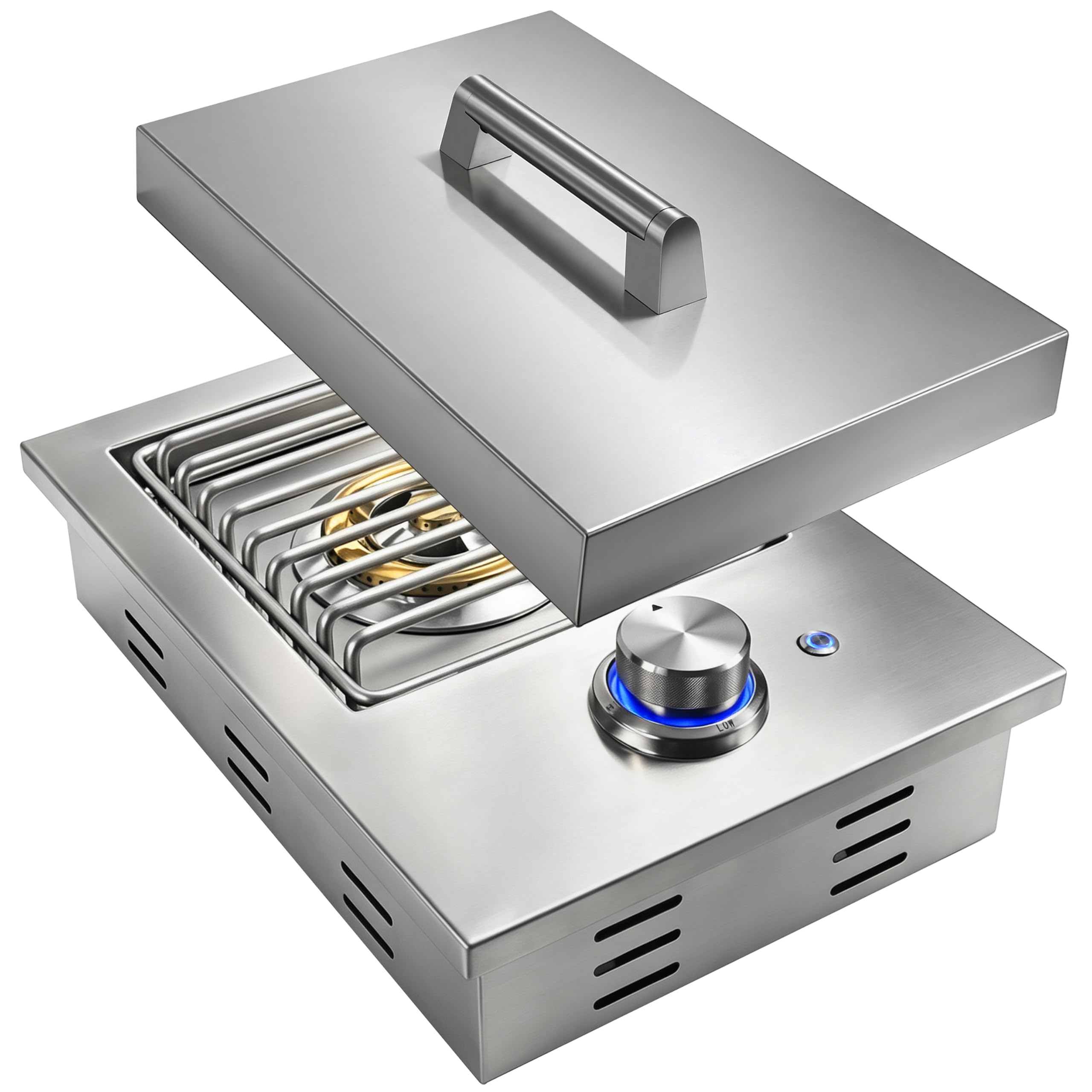 Built-In Single Side Burner for Outdoor Kitchen with Cover，LED Control Knob