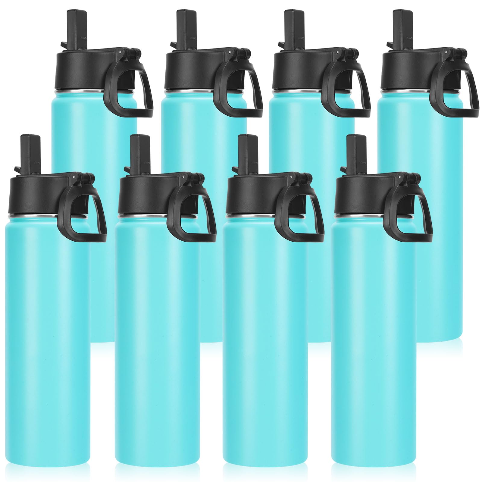 Neihepal 22 oz Insulated Water Bottles Bulk, Stainless Steel Water Bottles Bulk with Leak Proof Straw Lid, Wide Mouth Double Walled Vacuum Keeps Cold