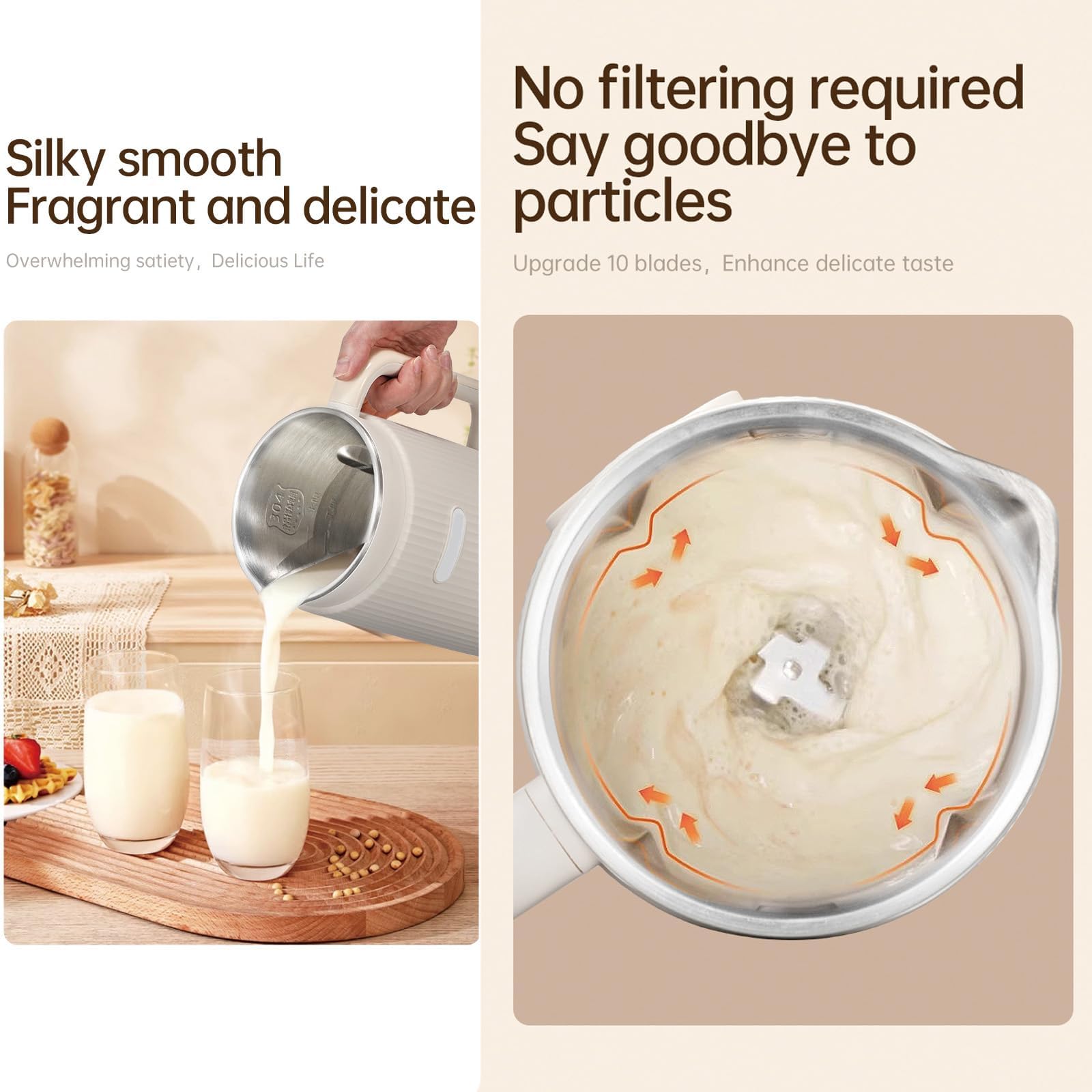 Macchina per latte vegetale 8 in 1, 1200 ml, per latte di soia, con funzione di mantenimento del calore per 8 ore e autopulente, per latte vegetale fatto in casa, avena, soia (bianco)