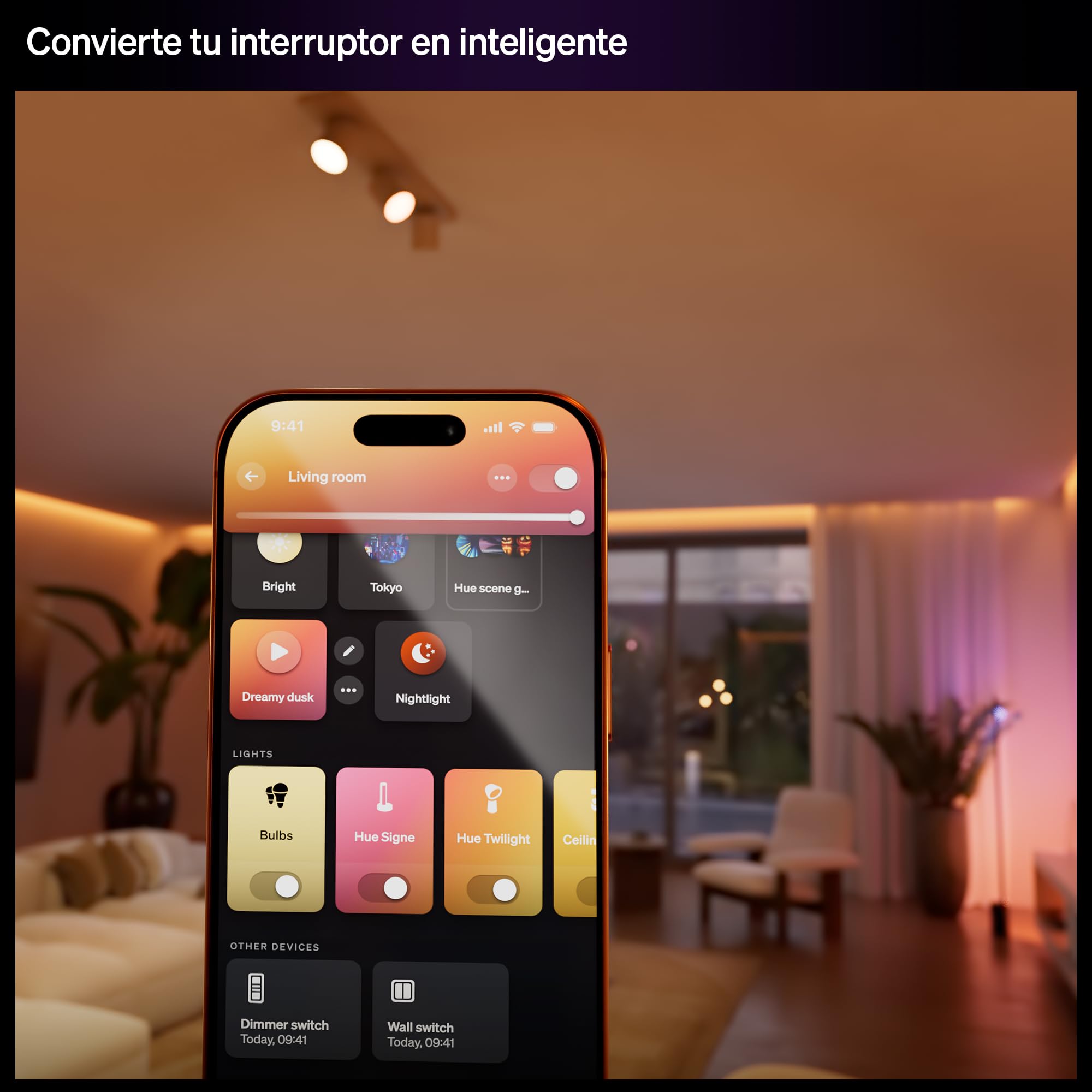 Philips Hue Interruptor de Pared Cableado, 2 Ud, Tus Luces Hue al Alcance, Control Personalizado, Sin Pilas, Conexión Fiable, Aplicación, Comandos de Voz, Funciona con Apple Home, Google Home, Alexa