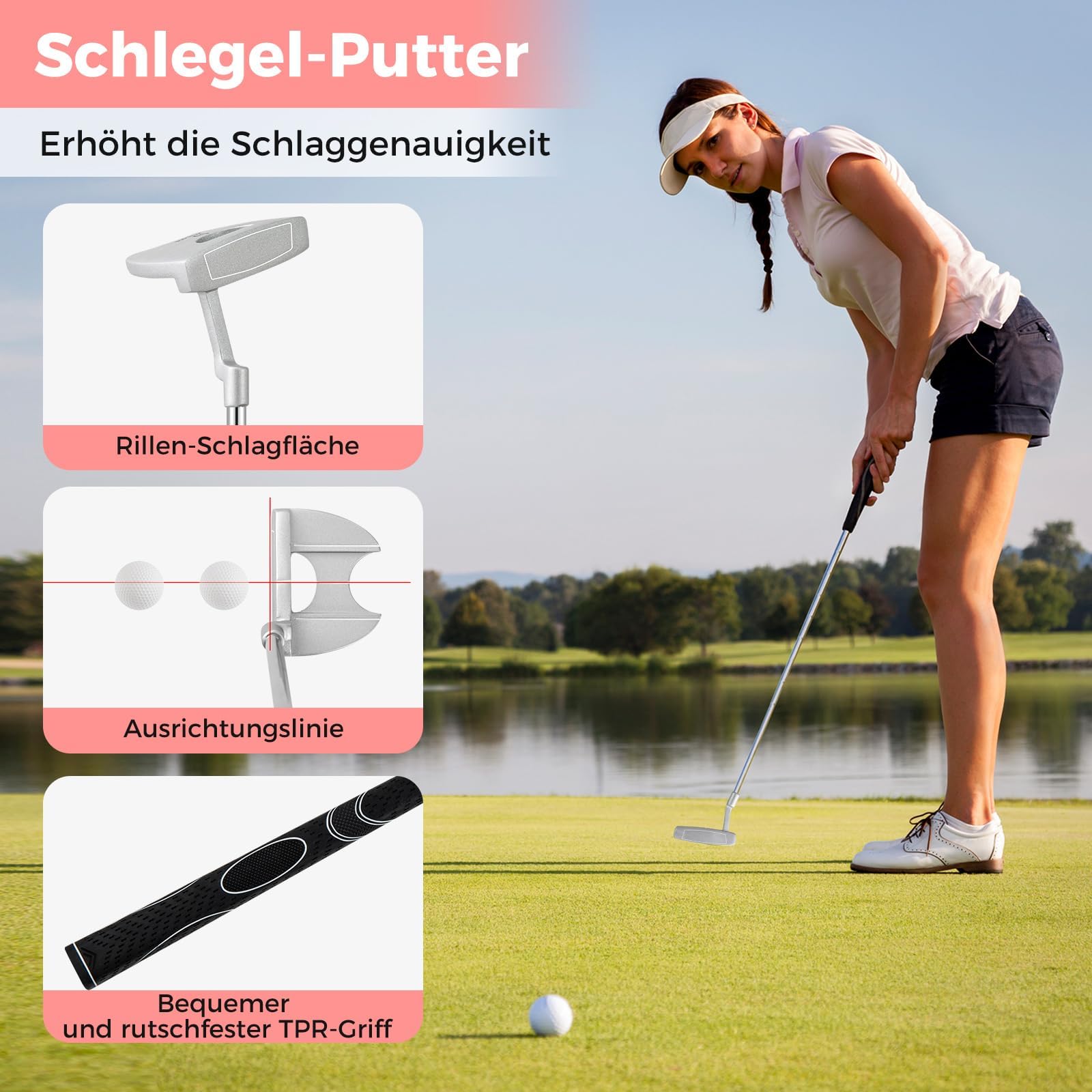 FANTASK Damen Golfschläger Set mit Regenhaube, 9/11 komplettes teilige Golfschläger Set mit 1 Driver & 3 Fairway & 4 Hybrid & 6/7/ 8/9/ P Eisen & Putter