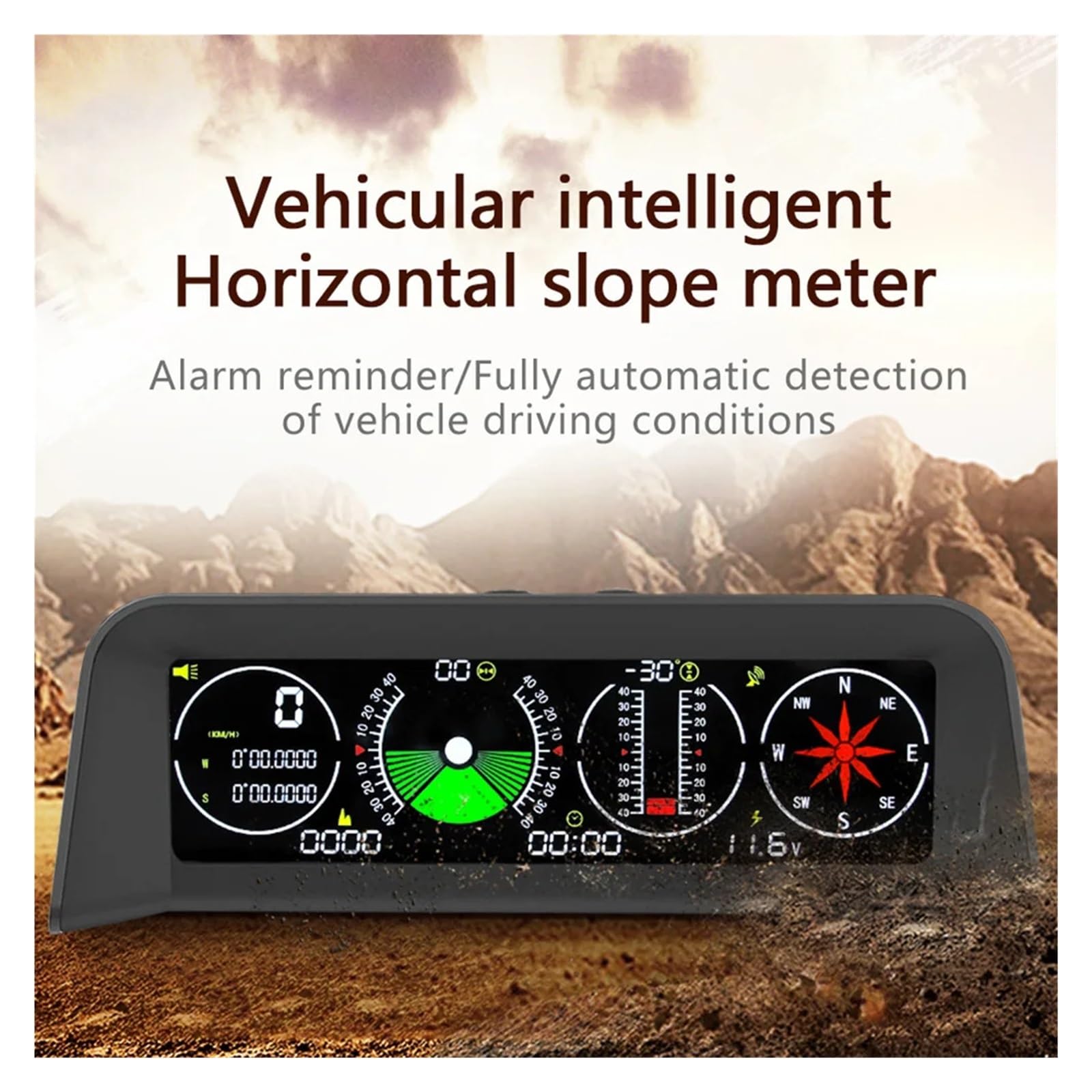Pantalla Frontal De Coche X90, Inclinómetro De Brújula For Coche, Velocidad GPS 4 En 1, Medidor De Pendiente PMH KMH Con Alarma De Exceso De Velocidad For Todos Los Vehículos para todos los vehículos