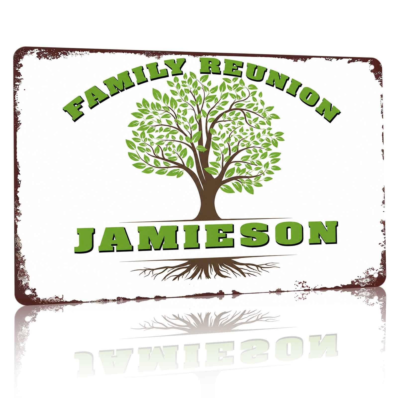 Jamieson Family Reunion Tree Metal Sign Retro Wall Decor 8 x 12 Inch
