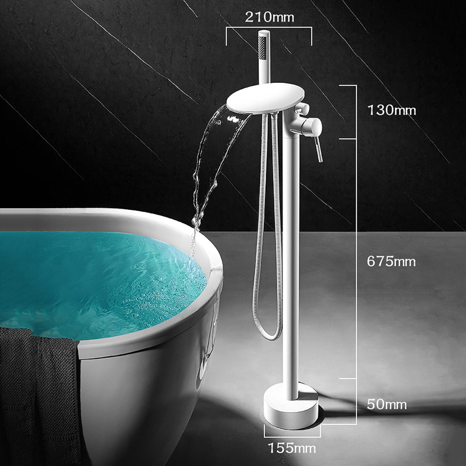 Grifo Mezclador de Bañera Y Ducha Acabado Dorado Cepillado Grifo de Bañera Independiente con Ducha de Mano Cascada Giratoria de 360° con Agua Fría Y Caliente Y Ducha Monomando de Latón