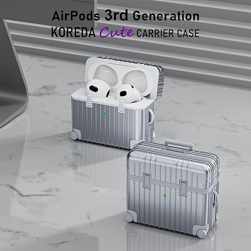 Miniatura 2 de KOREDA Funda compatible con AirPods de tercera generación, bonita y divertida funda de diseño de maleta para AirPods 3 2021, funda protectora rígida