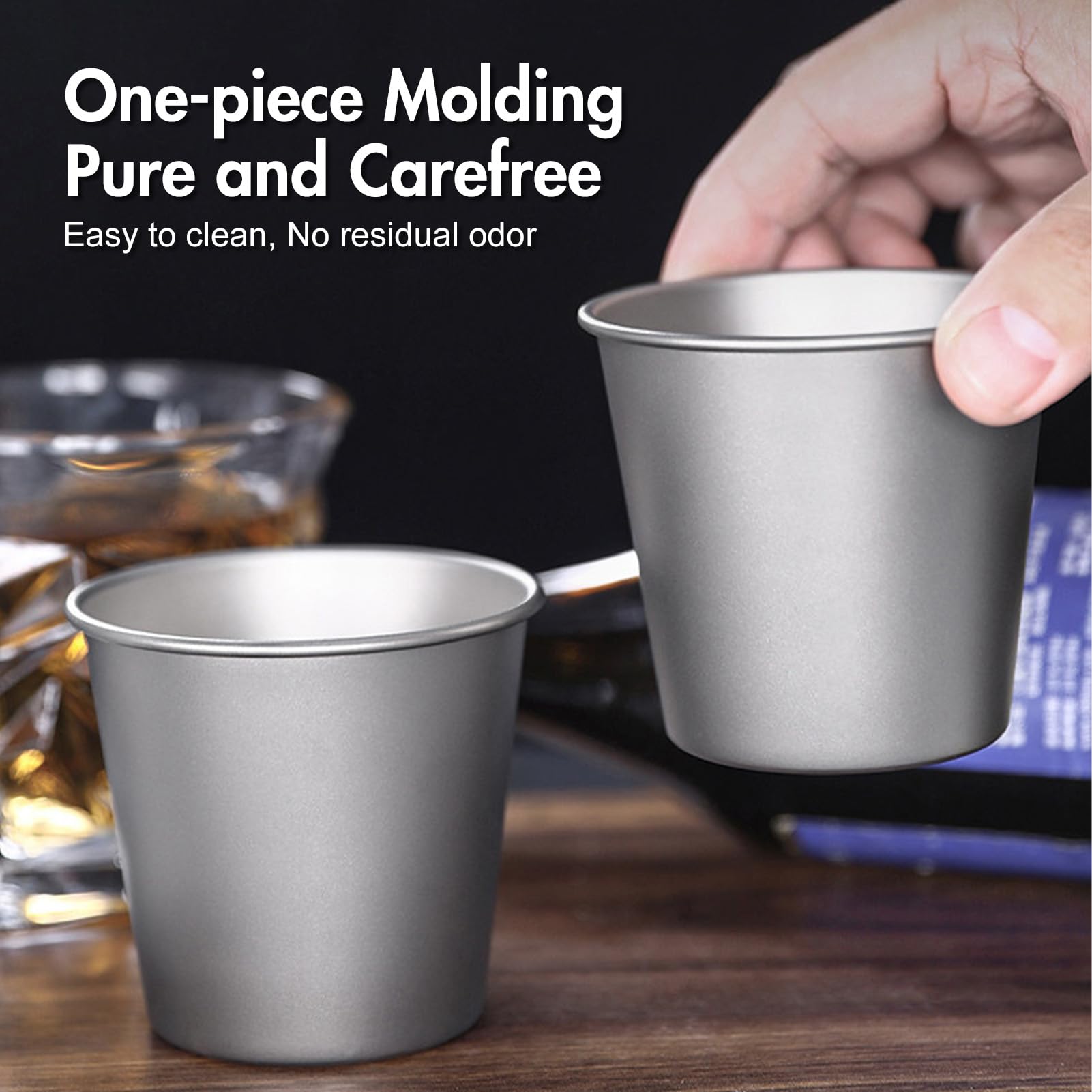 RiToEasysports Tazza da Campeggio, Tazza in Titanio Ultraleggero Ti da 200 Ml con Interno Liscio per Viaggi All'aperto, Escursioni, caffè, tè, Acqua (Set di tazze satinate)