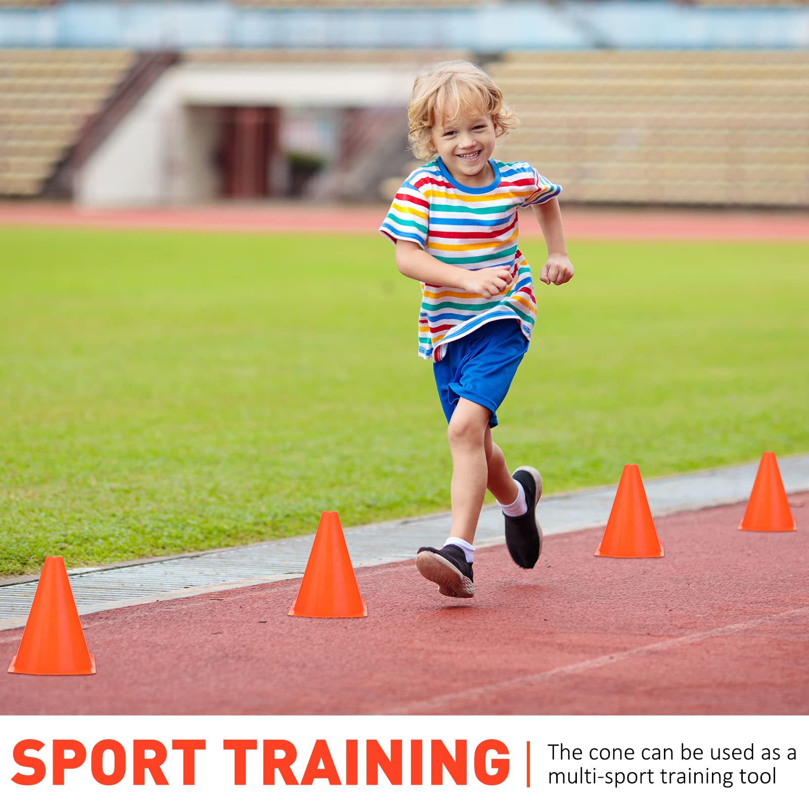 40 conos pequeños naranjas para deportes de 7 pulgadas, conos de fútbol para bicicleta, conos de entrenamiento de obstáculos, conos de agilidad de plástico para deportes patinaje, actividades en