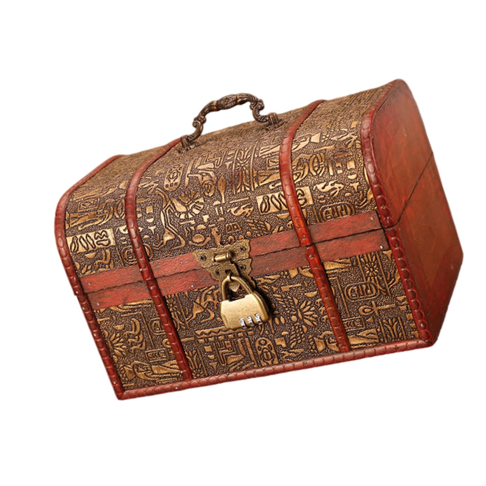 carotoe Wooden Lockable Jewelry Chest with for Home Decoration Wooden Keepsakes Storage Organiser Antique Box Jewelry Box