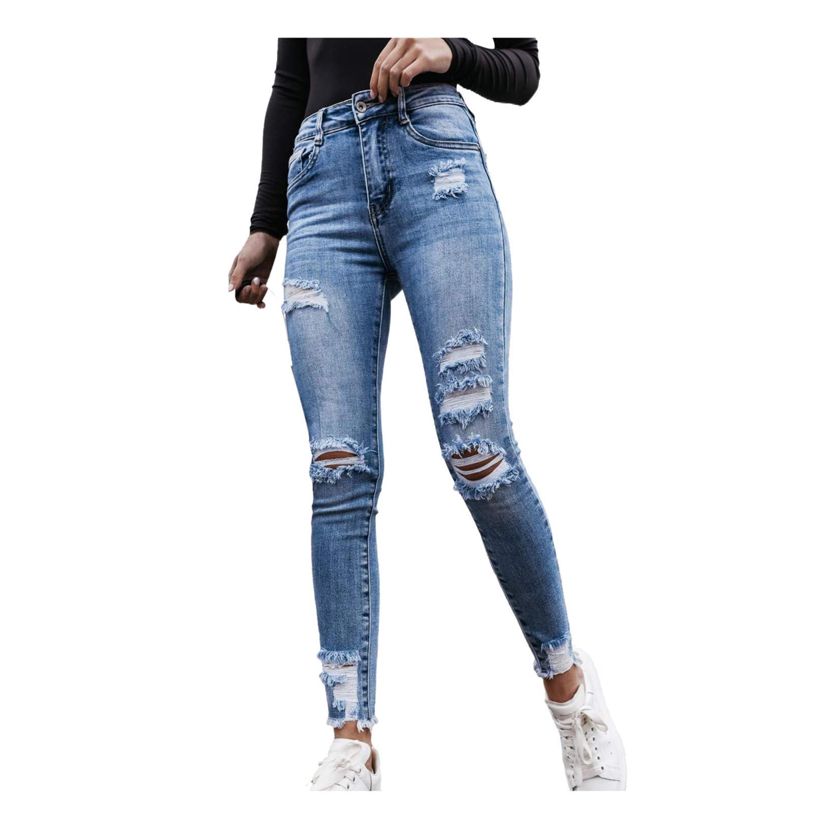 Mom Jeans Womens High Waist Skinny Jeans Push Up Stretch