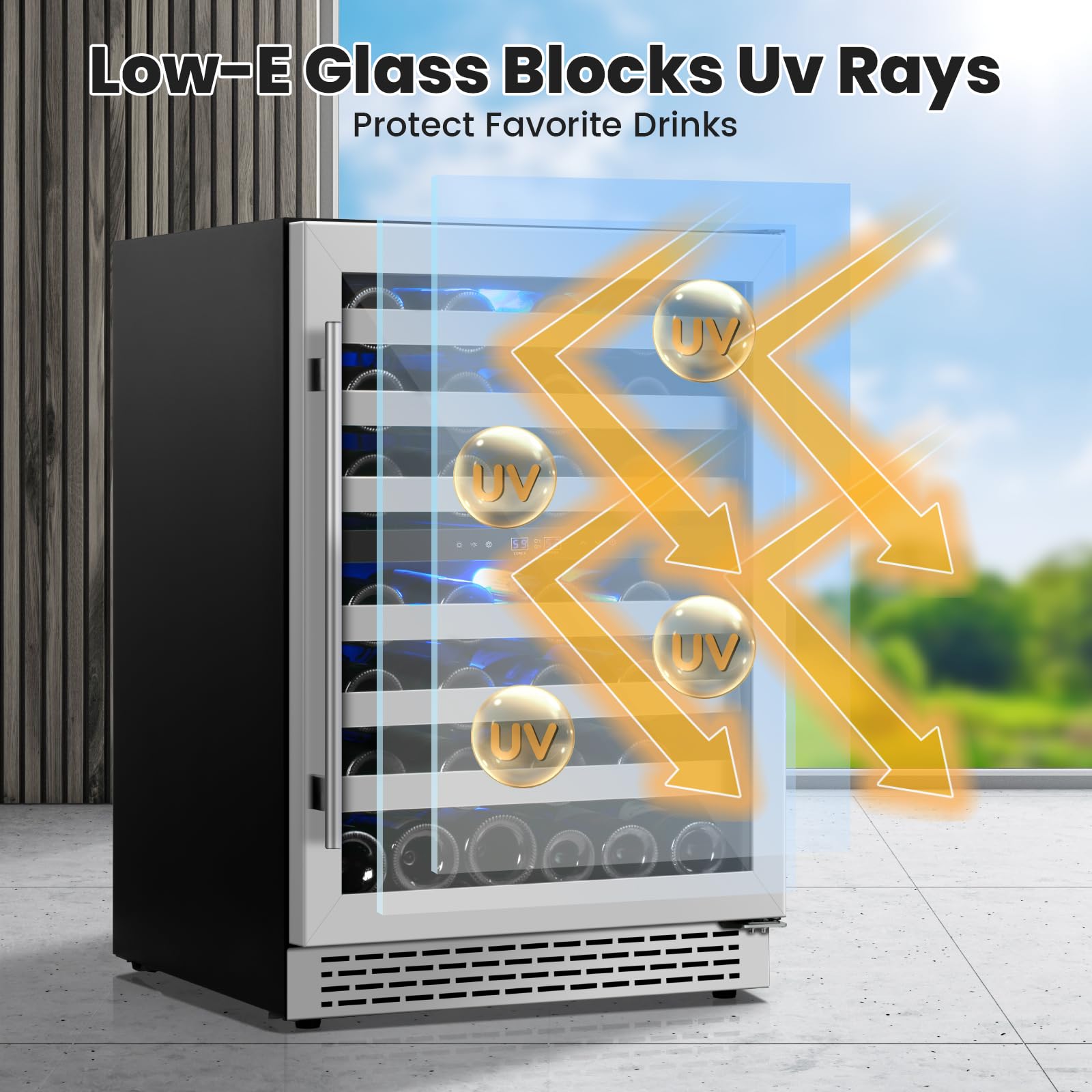 24 Inch Wine Cooler & Fridge Under Counter,54 Bottle Dual Zone Wine Cooler,New Upgrade Compressor,Blue Light Built-In/Freestanding,Reversible Stainless Steel Door Wine Fridge For Home/Kitchen on Fridge.com - View 6