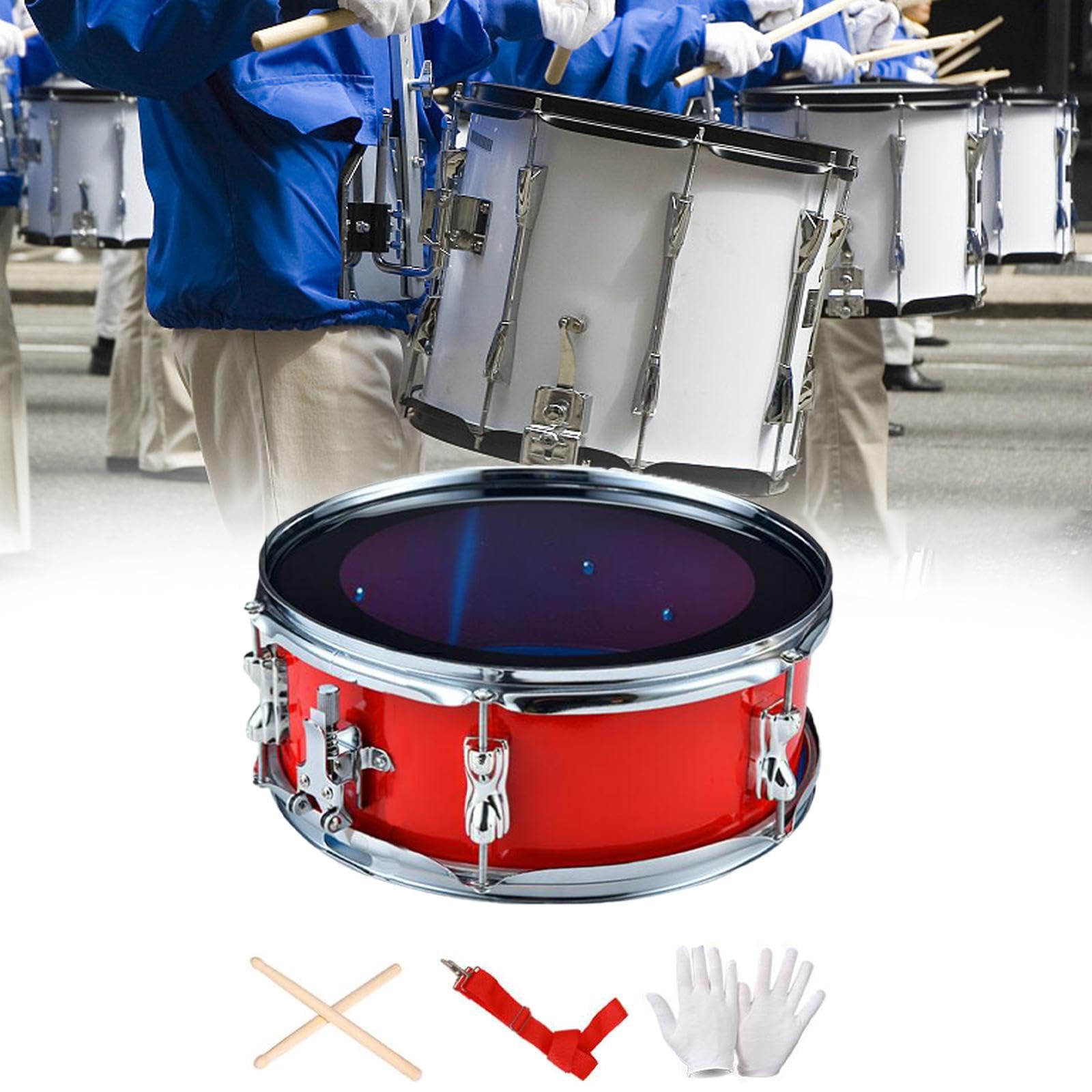 Strumento a percussione rullante da 13 pollici costruito con 16 cinghie di sabbia e caratteristiche a tono per gli amanti della musica. Set di, rosso, 35x14 cm
