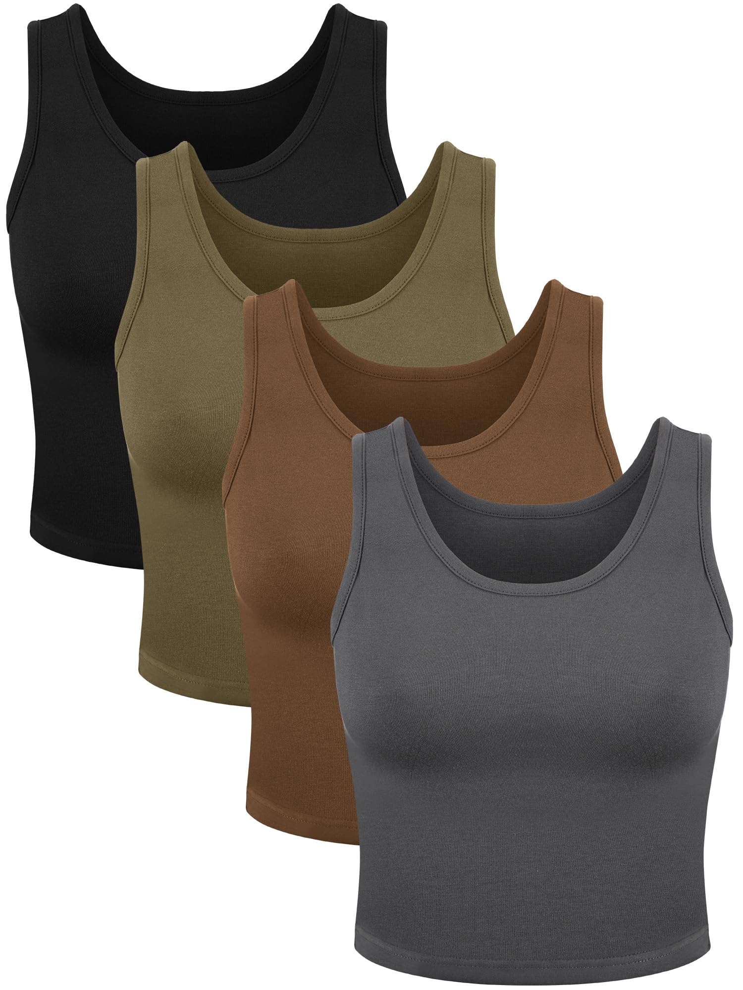 4 Pieces Women Basic Crop Tank Top Short Sleeveless Sports Crop Top