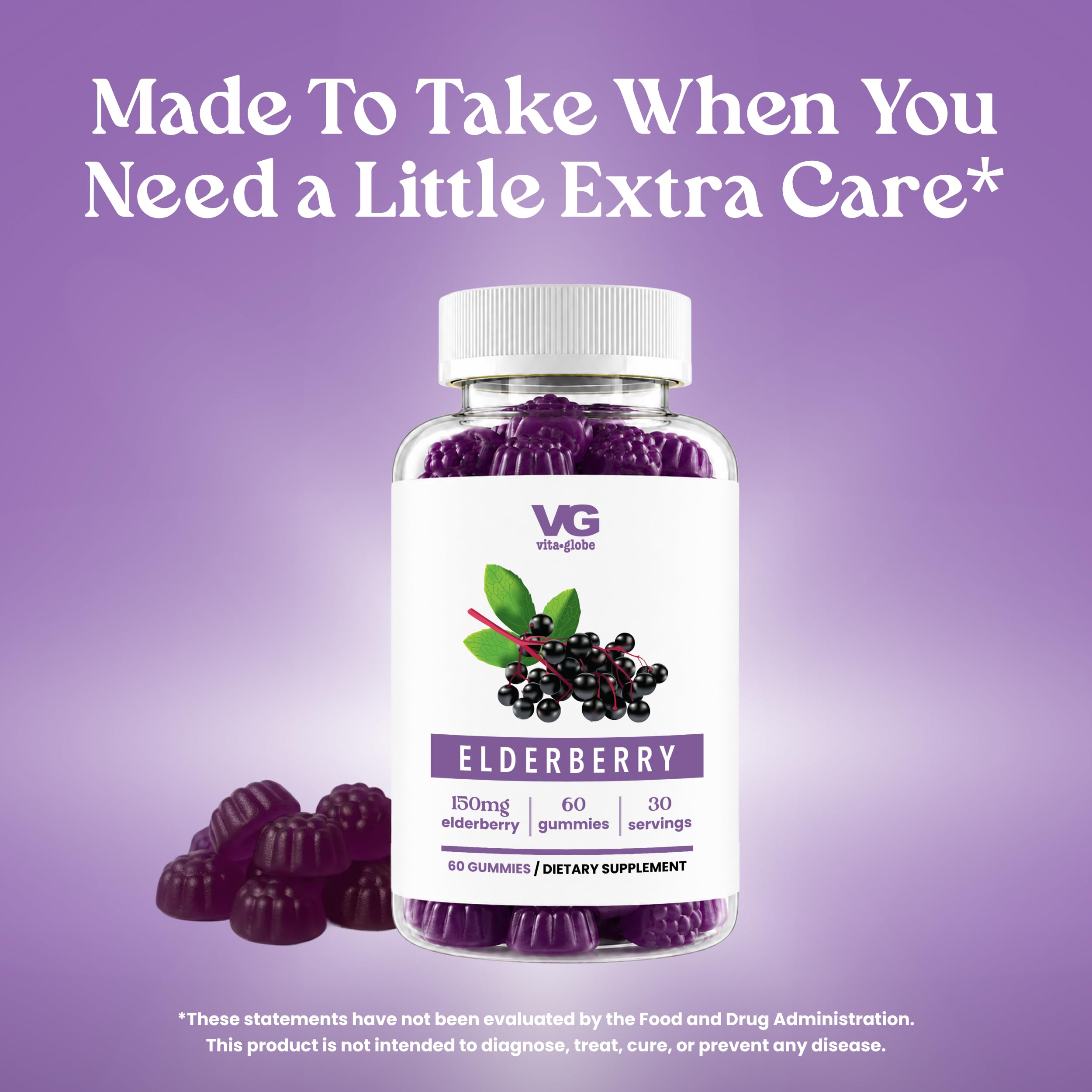 Amazon.com: VITA GLOBE Elderberry Gummies with Vitamin C & Zinc