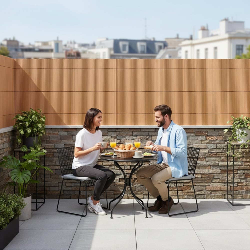 LOLAhome Cañizo PVC de Doble Cara Marrón 3x1 metros | Resistente 1.200 gr/m2, Decorativo y Fácil Instalación | Alta Privacidad y Ocultación para Valla, Jardín, Balcón o Terraza