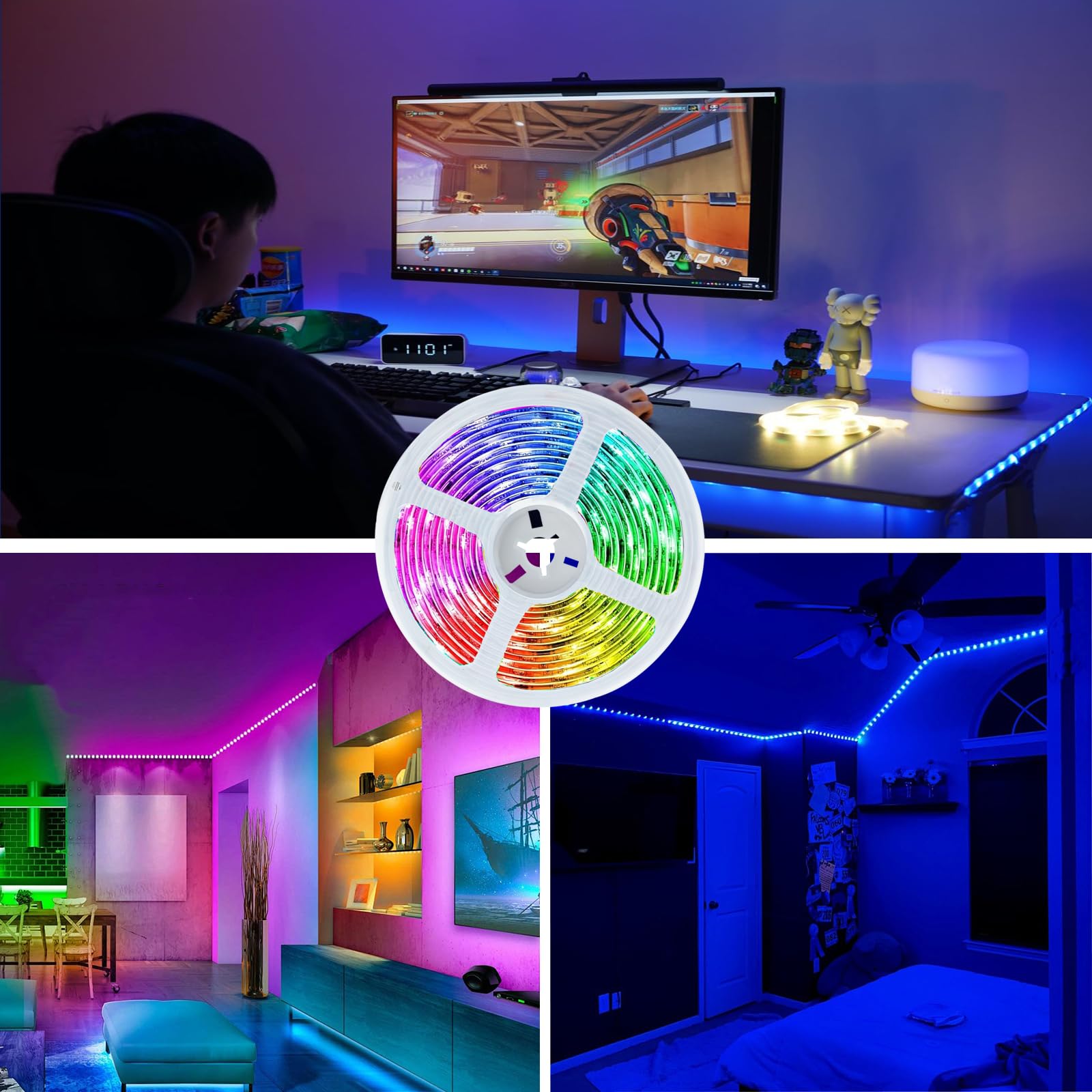 Tira LED 20 Metros, Impermeable IP65 RGB Tira de Luz 16 Millones de Colores, Sincronización de Música, Control con App y Mando a Distancia, Luces de Tiras para Bares, Fiestas, Navidad