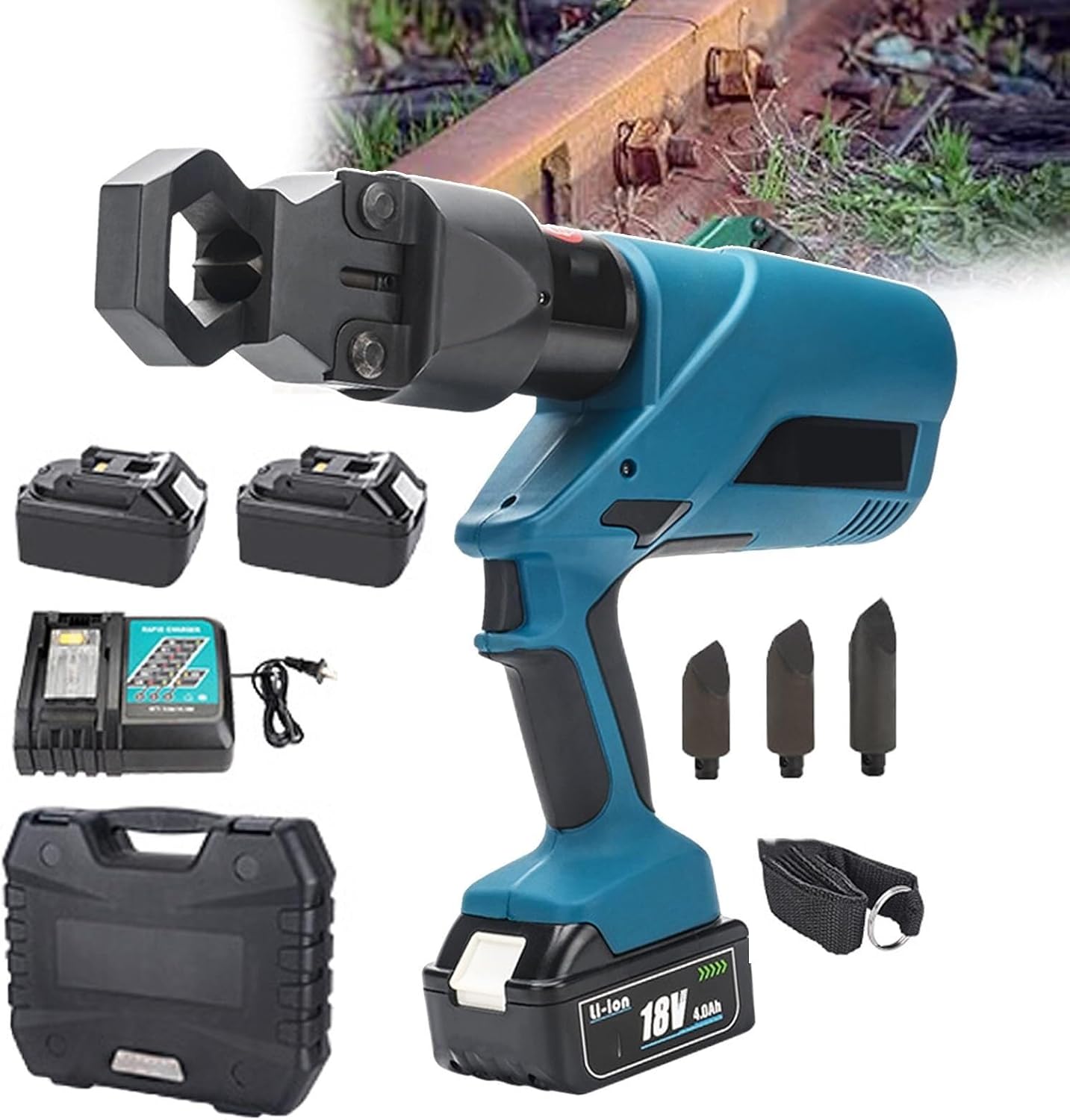 Electric nut Splitter (with Plastic Box), 120Kn Screwdriver, 180° Rotating nut Splitter, nut Breaker with 3 Blades (M8-M12/M14-M20/M20-M22)