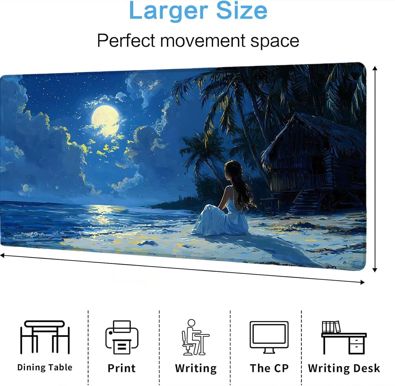 Podkładka pod mysz, podkładka pod mysz XXL 1200 x 600 mm podkładka pod mysz dla graczy, wodoodporna gumowa podstawa, duża, podkładka pod mysz do gier szyte krawędzie wodoodporna antypoślizgowa, domowa