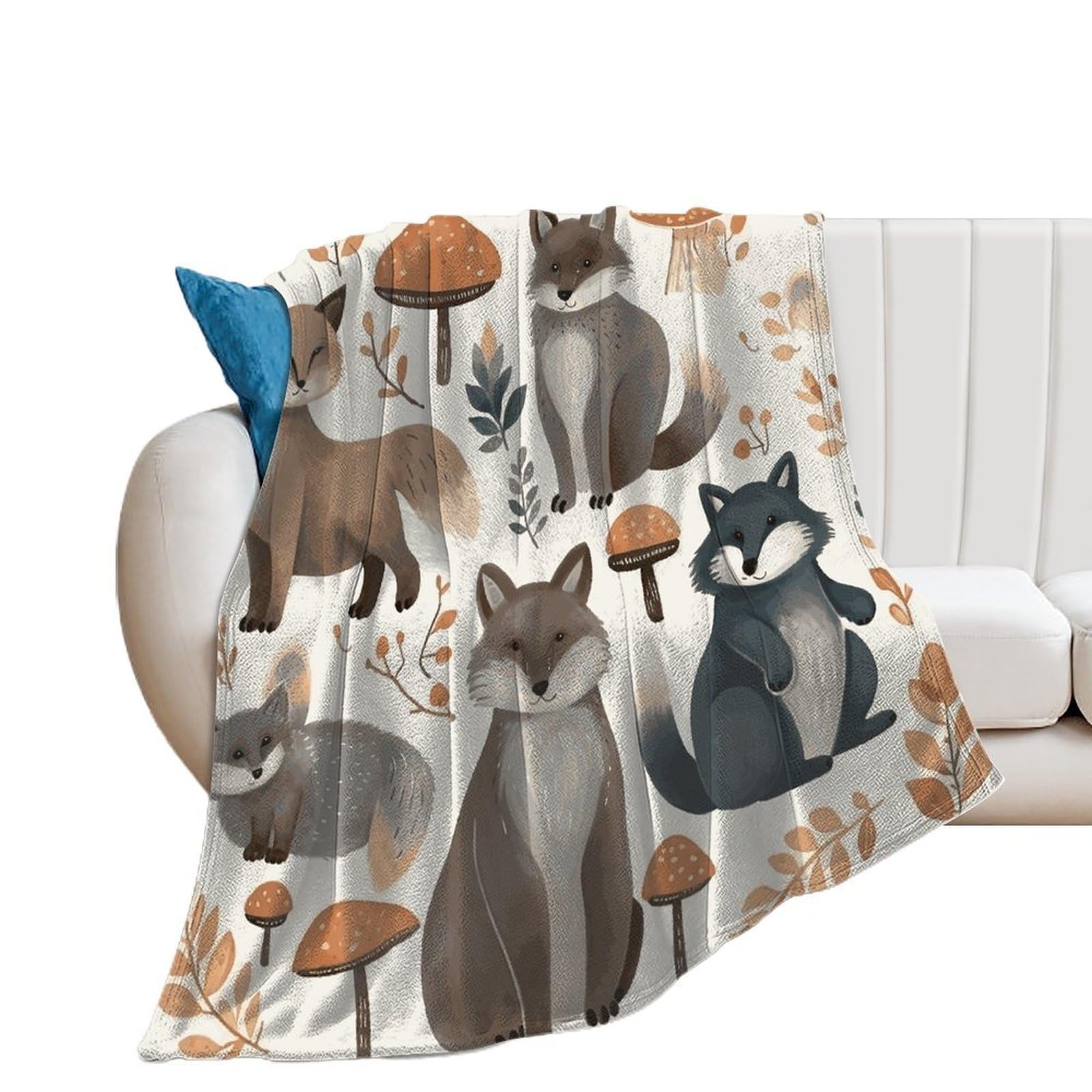 Woodland Raccoon Animals Throw Blanket for Couch Soft Cozy Flannel Bed Blanket Fuzzy Decorative Blanket Warm Lightweight Throw Blanket All-Season Home Decor Gift for Home Office Sofa 50"*60"（130*150cm